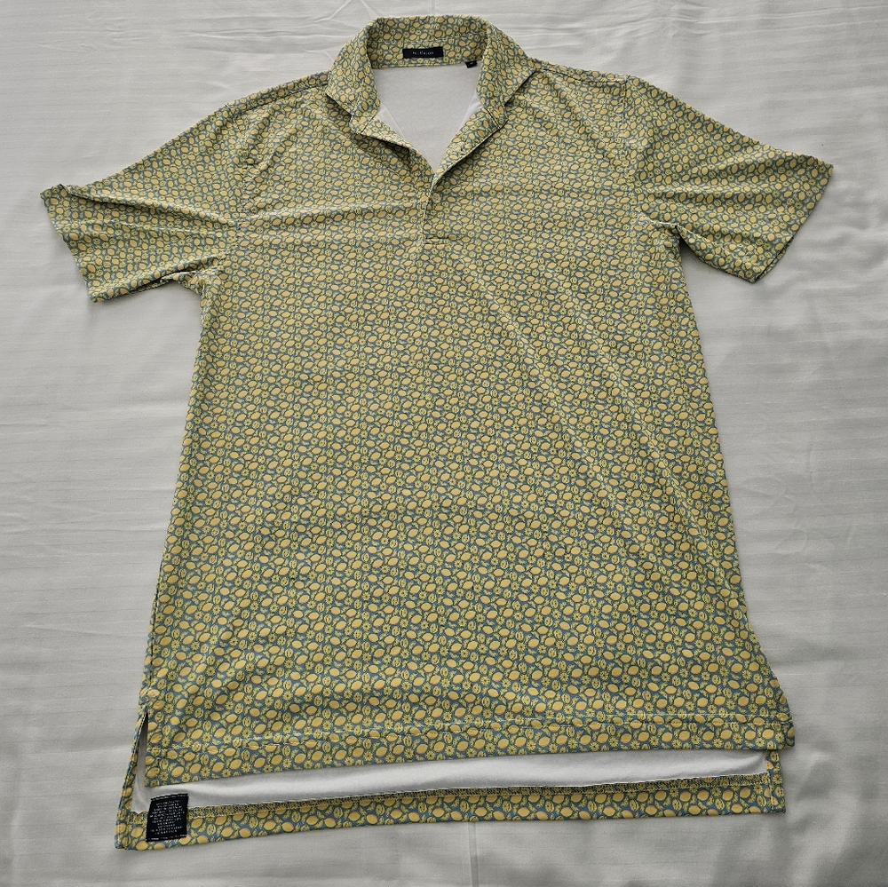 Turtleson Quincy Performance Golf Polo Shirt Mens SZ Small Lemons Blue